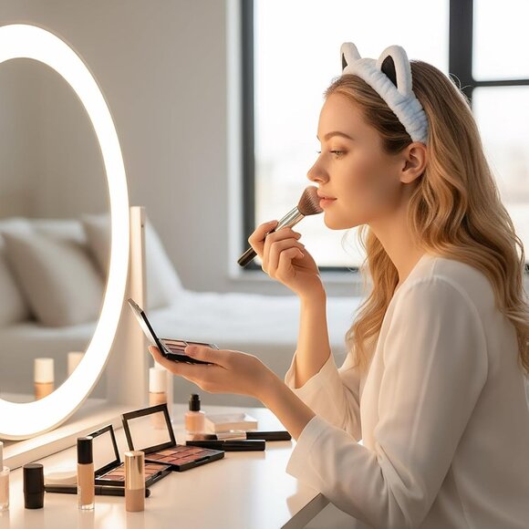 2 Pcs Cat Ears Headband Spa Headbands for Washing Face Headband Blue Pink - Picture 3 of 8